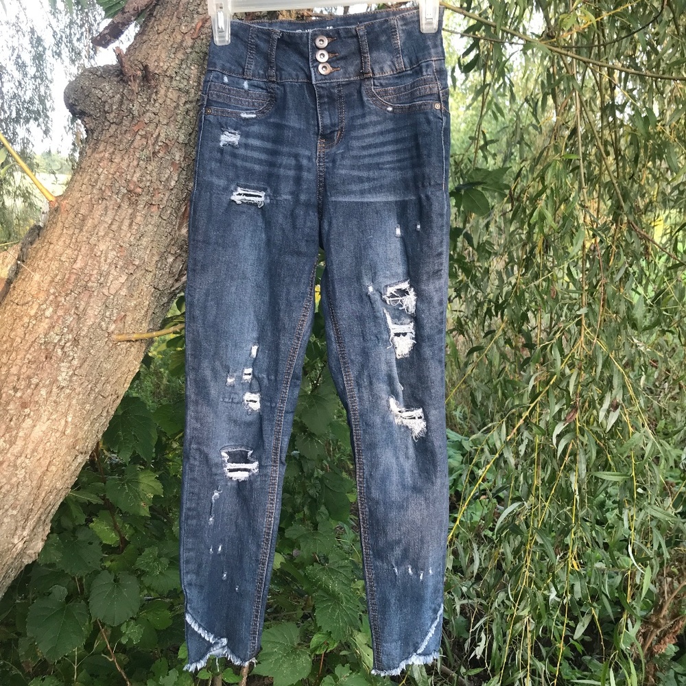 🌻Like New! Corset Waist Distressed Skinny Jeans-EUC!!